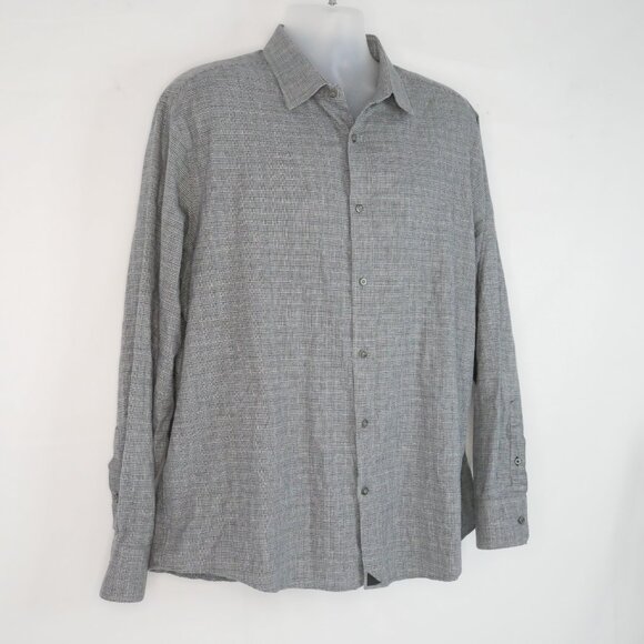 UNTUCKit Casalferro Shirt Mens XXL Gray Plaid Houndstooth Lt weight Flannel L/S - Picture 2 of 10